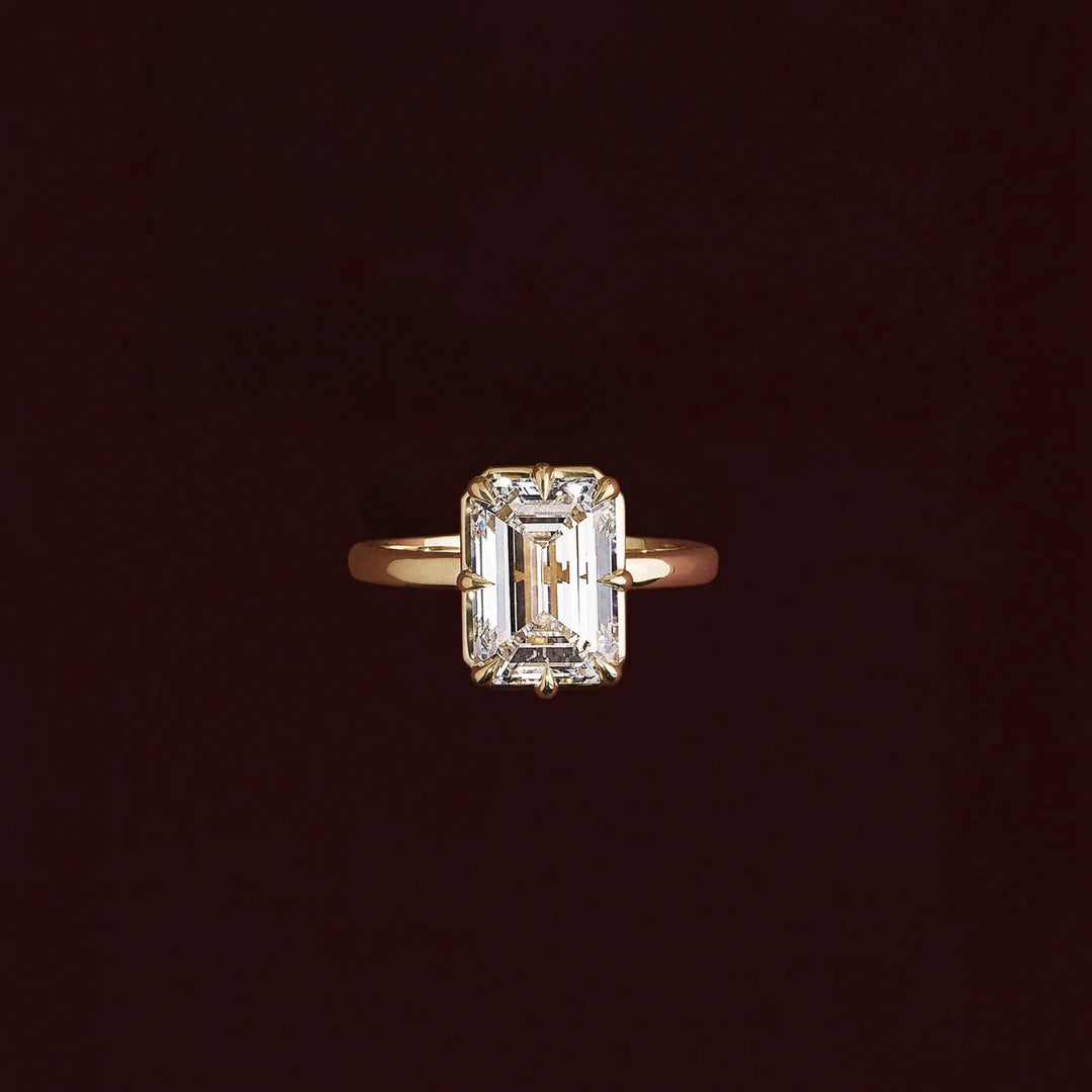 clean bezel emerald diamond engagement ring 2.5 carat USA