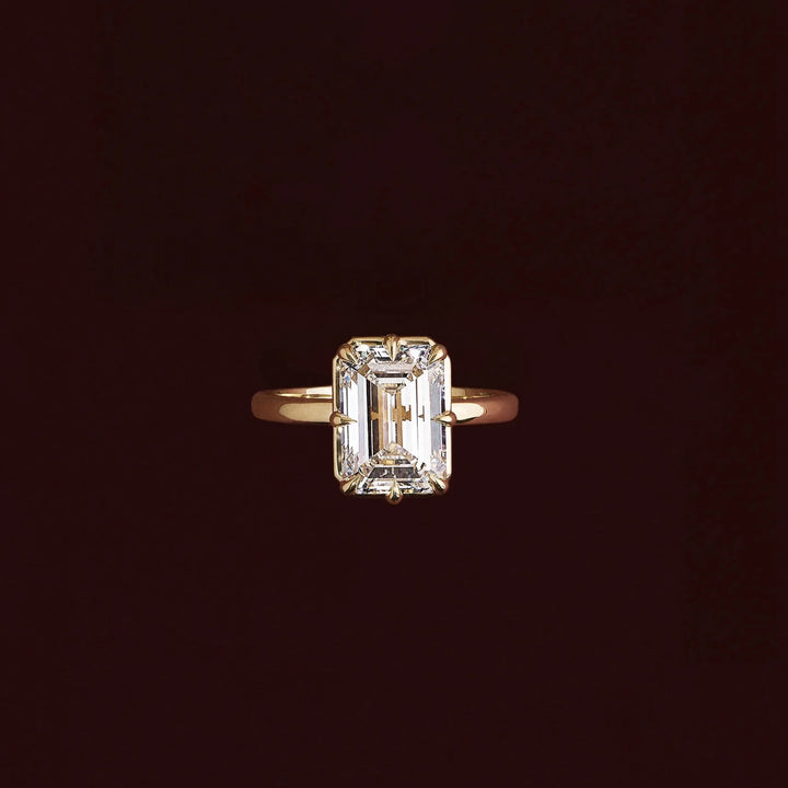 clean bezel emerald diamond engagement ring 2.5 carat USA
