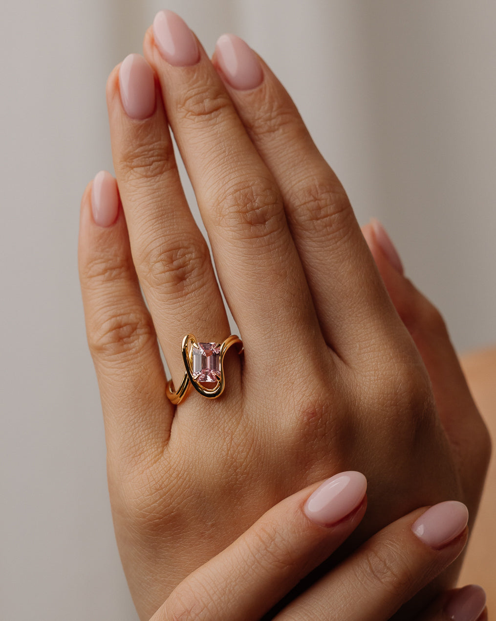 Emerald Cut Pink Diamond Ring