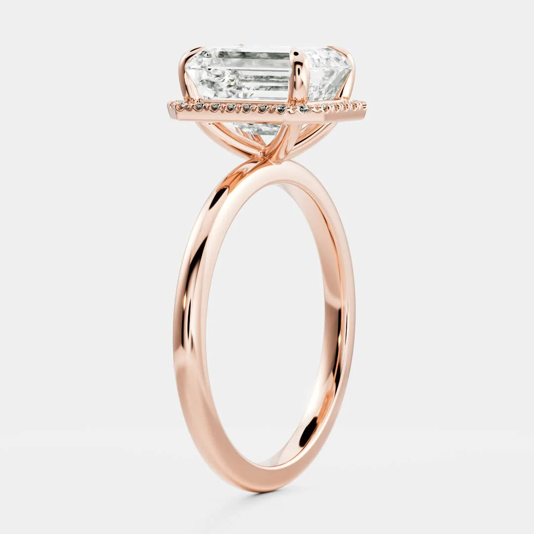 Emerald Modern Bloom Halo Ring 1ct