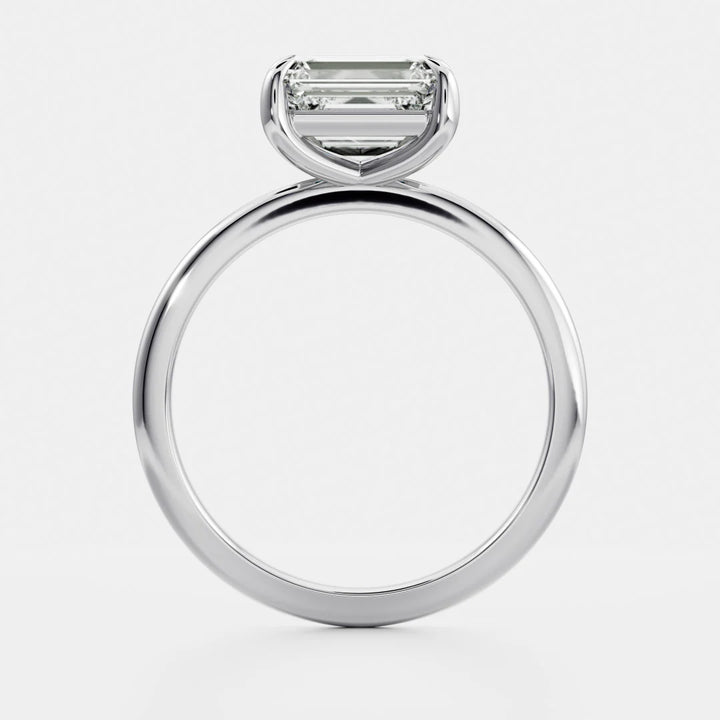 1.0CT East West Emerald Cut IGI Diamond Solitaire Engagement Ring