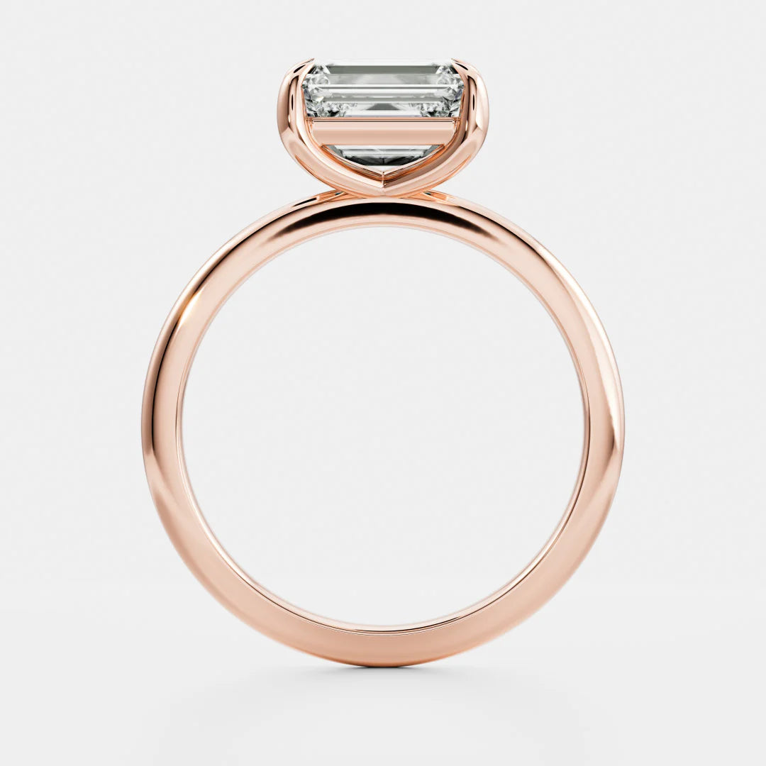 1.0CT East West Emerald Cut IGI Diamond Solitaire Engagement Ring
