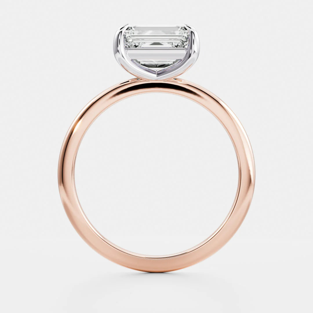 1.0CT East West Emerald Cut IGI Diamond Solitaire Engagement Ring