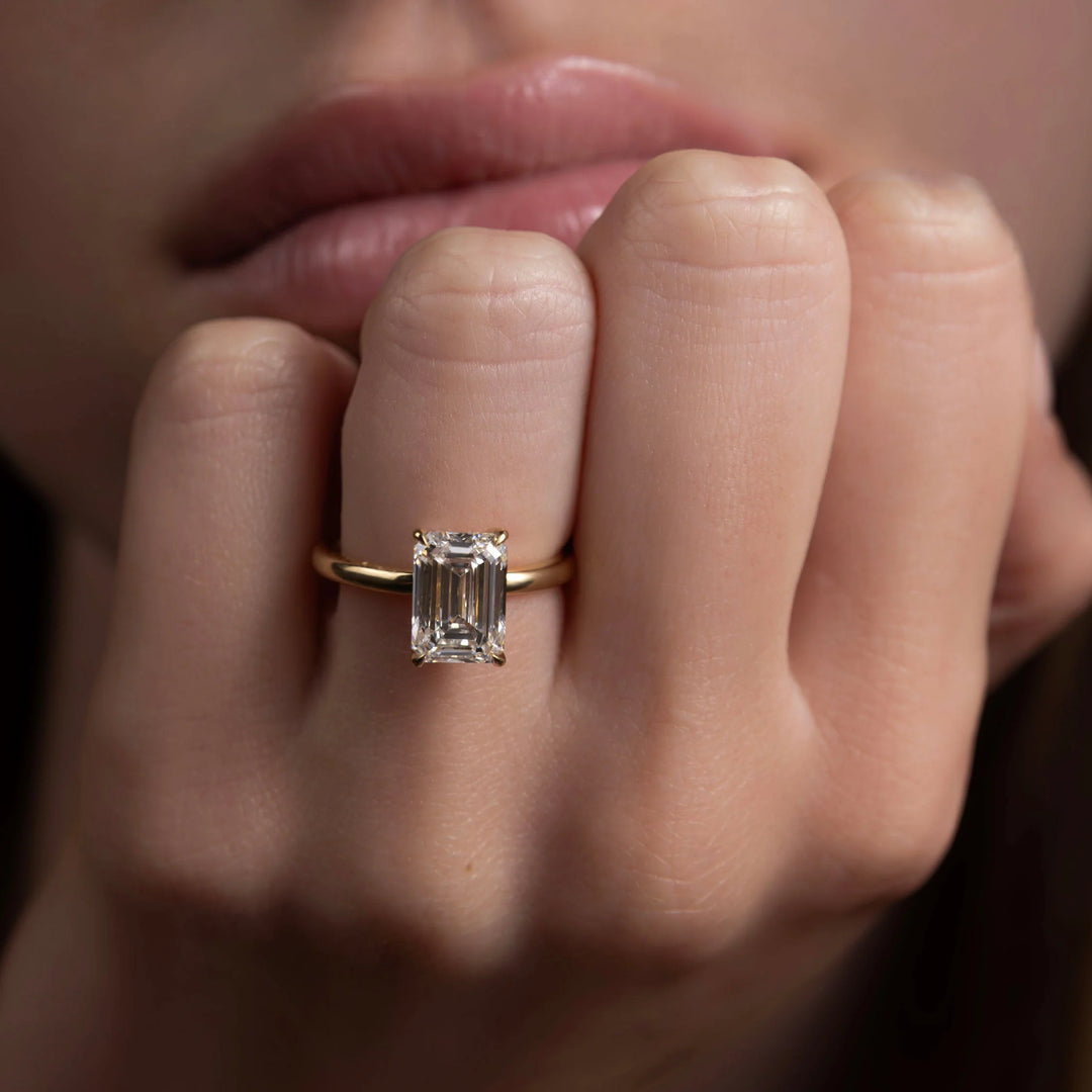 clean emerald solitaire engagement ring IGI certified lab diamond USA