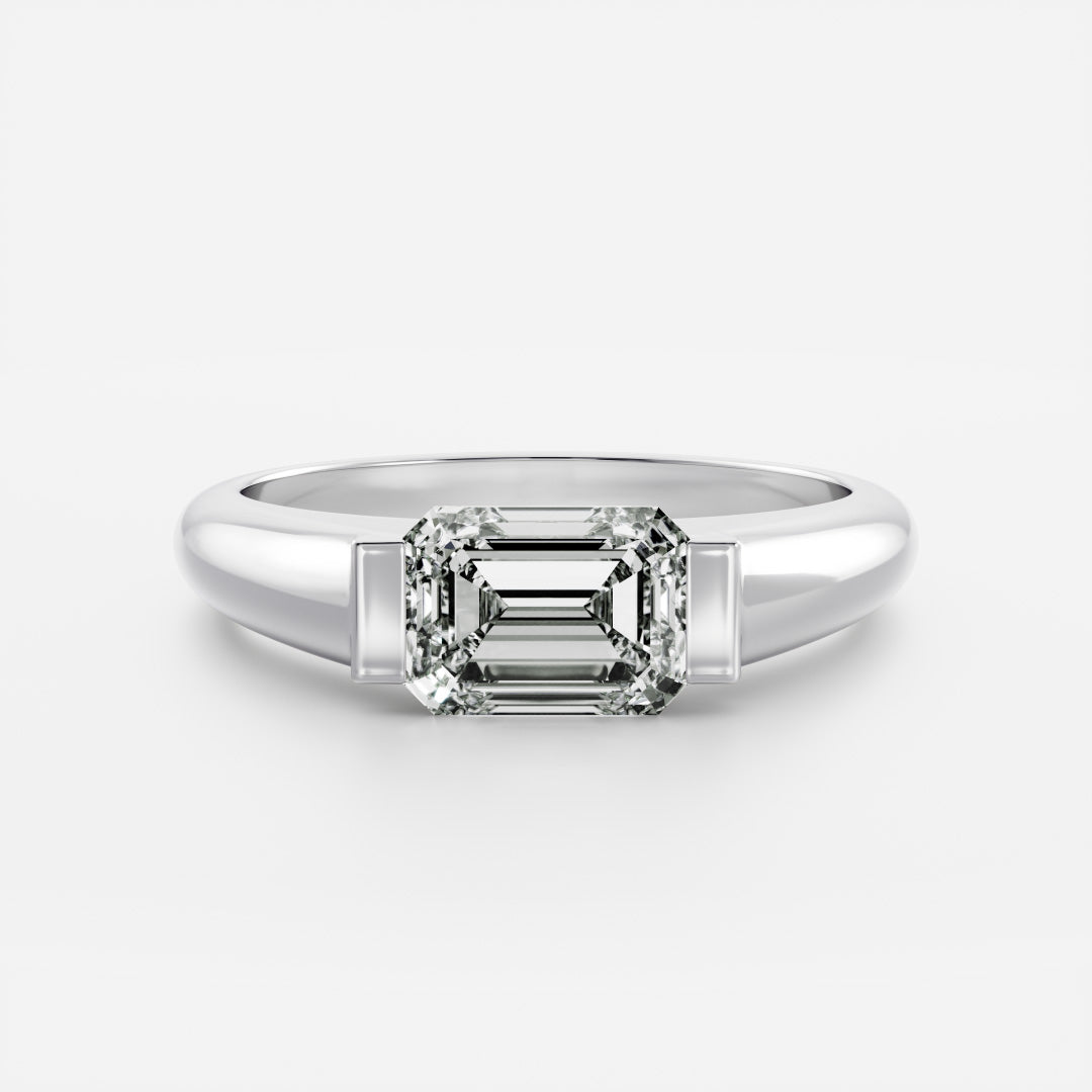 Emerald Structured Line Engagement Ring 1ct