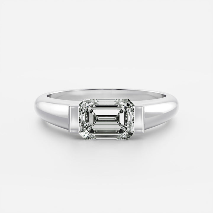 Emerald Structured Line Engagement Ring 1ct