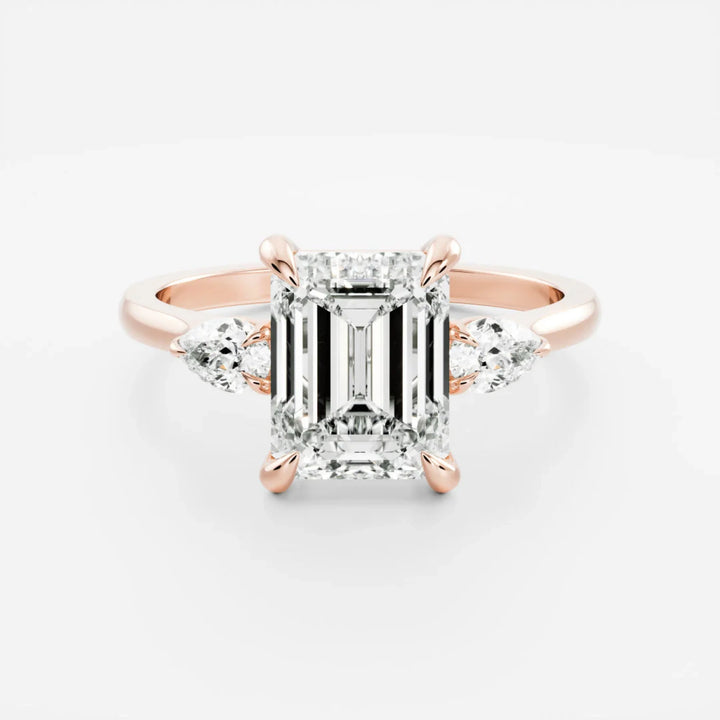 emerald cut three stone engagement ring 2 carat lab diamond IGI certified
