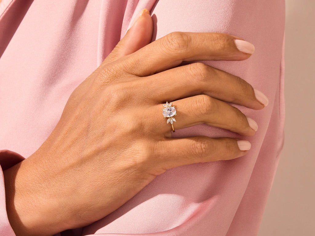 1.50CT Oval Cut Cluster Diamond Lab Grown Engagement Ring For Her