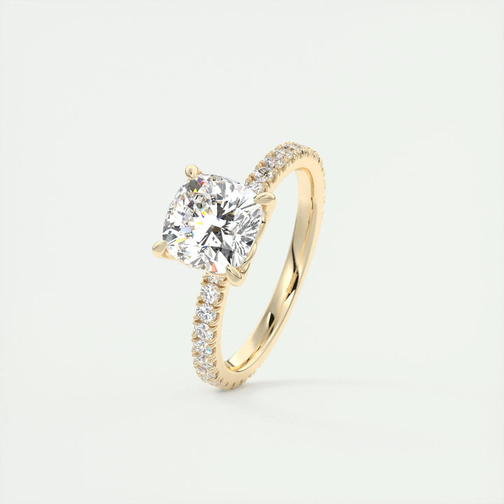 IGI certified cushion pavé engagement ring USA