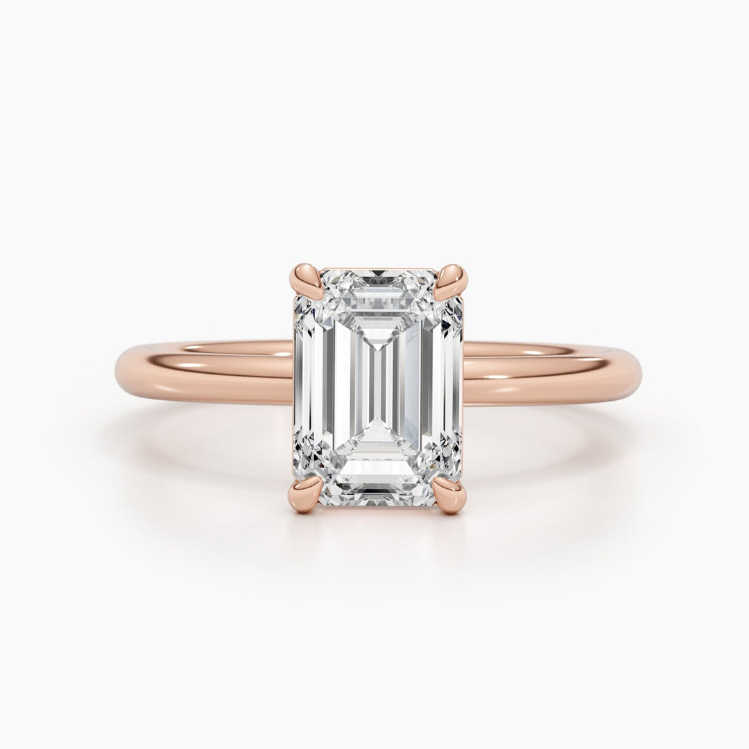 Lab Grown Emerald Solitaire Engagement Ring