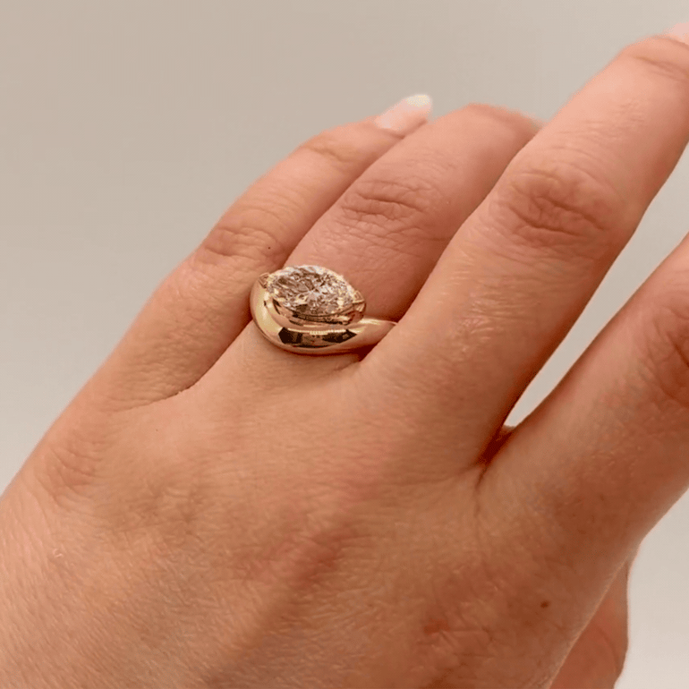 East West Diamond Engagement Ring
