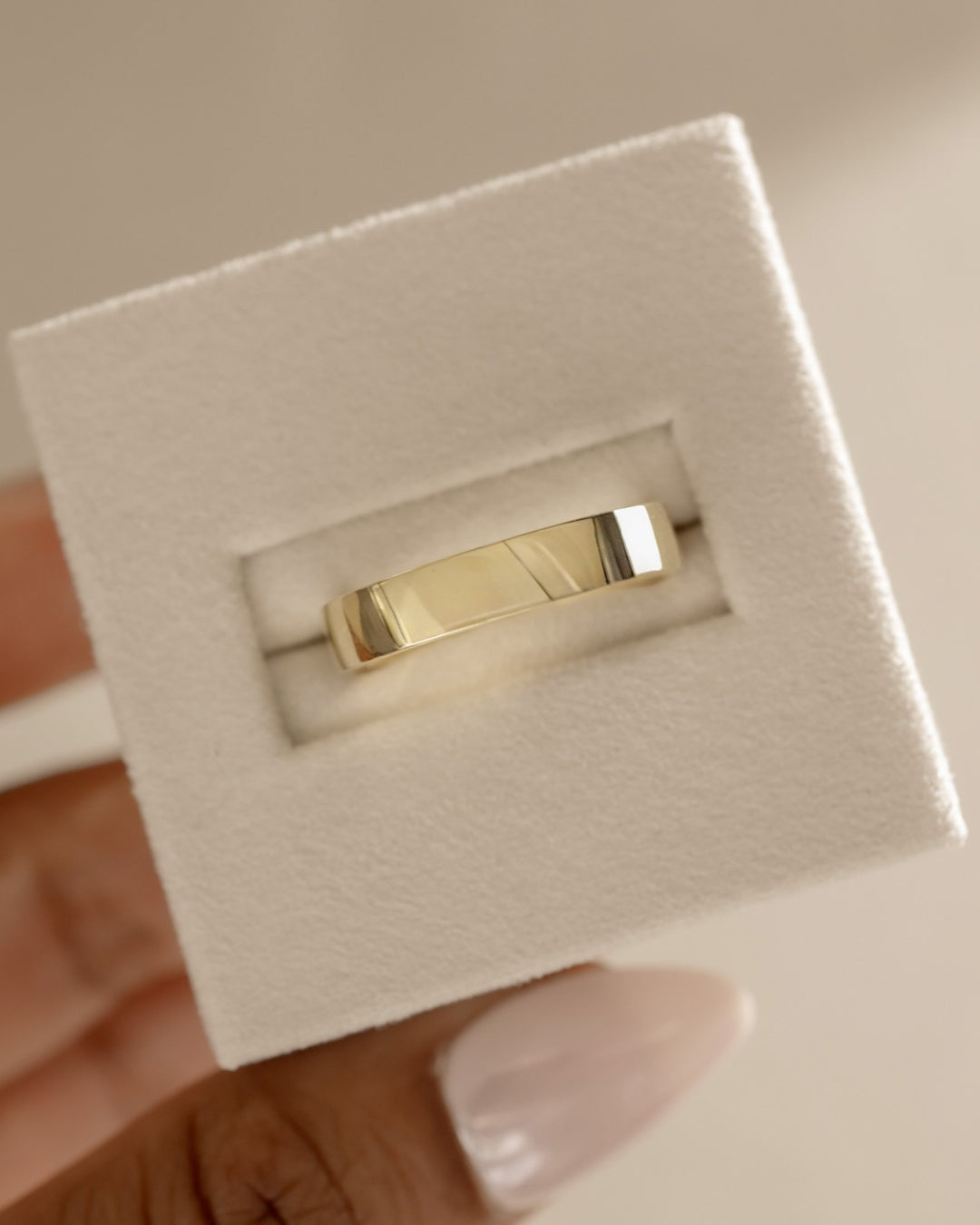 Flat Cigar Solid Gold Wedding Band For Your Ring Stack