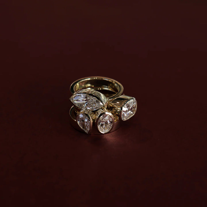 1.0ct Marquise East West Cut Bezel Solitaire Band Unique Engagement Ring