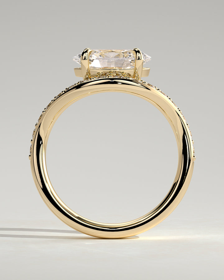 curved band engagement ring oval
