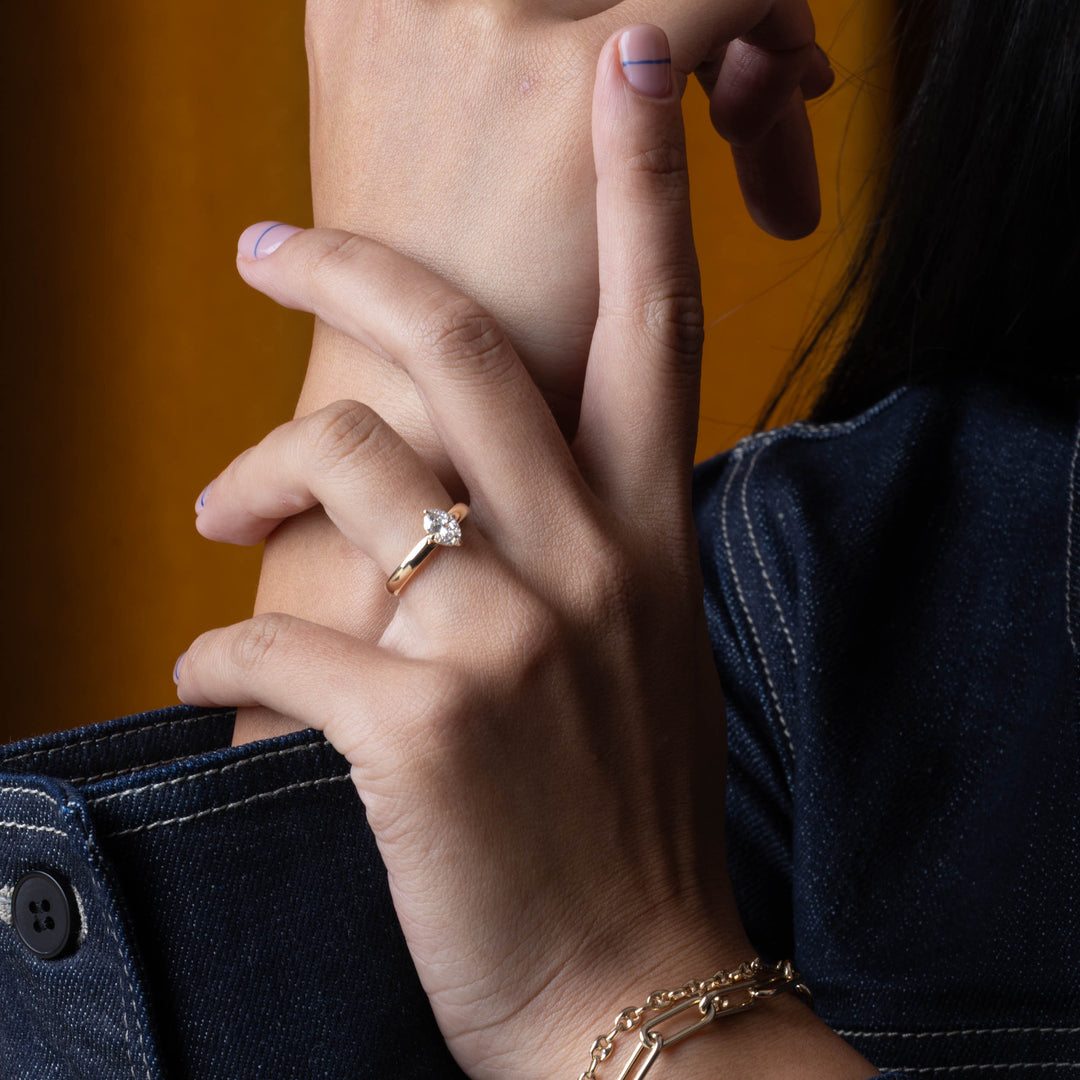 0.75CT Oval Cut E/VS1 Lab Grown Diamond Solitaire Engagement Ring