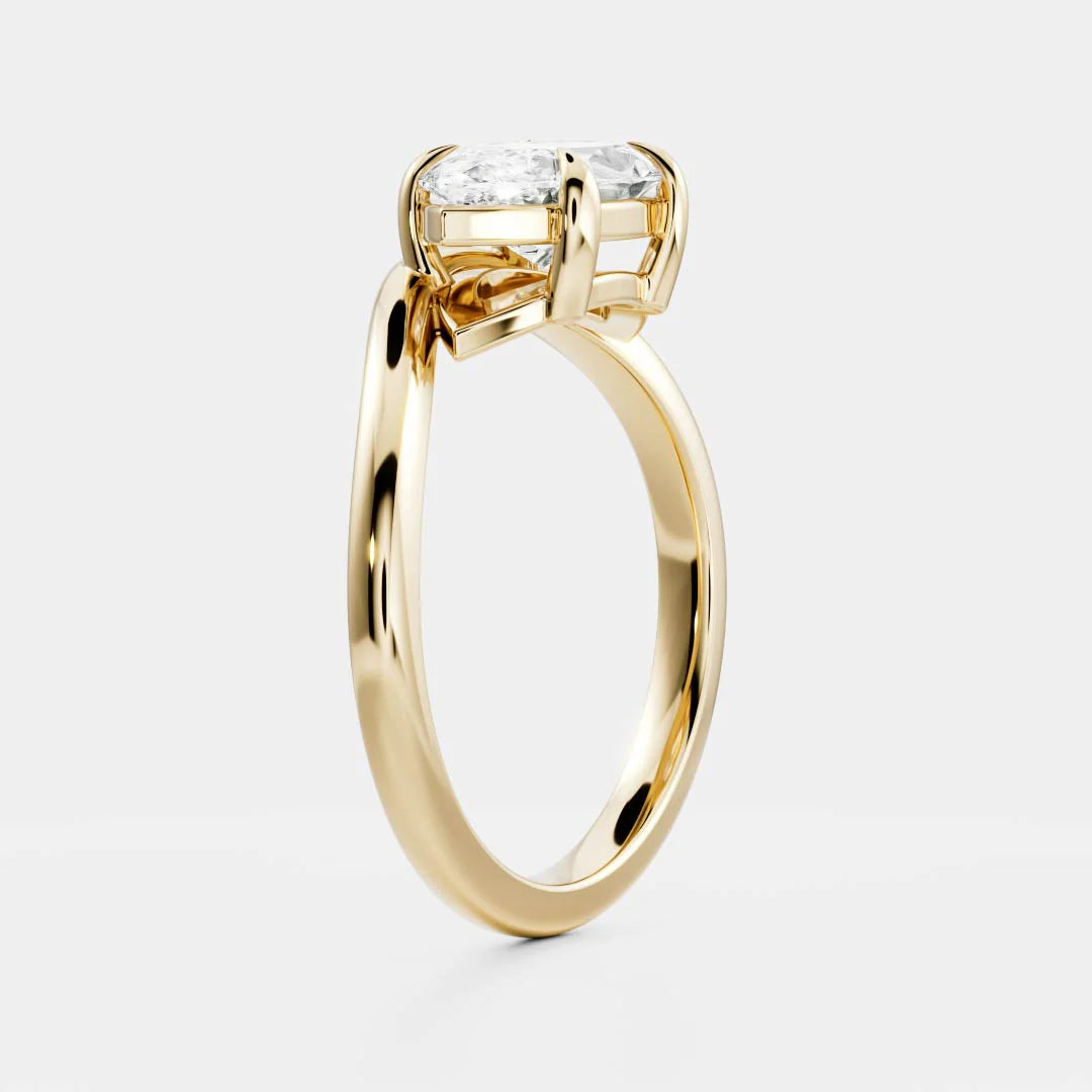 1.0CT East West Marquise Cut Lab Grown Diamond Curved Solitaire Engagement Ring