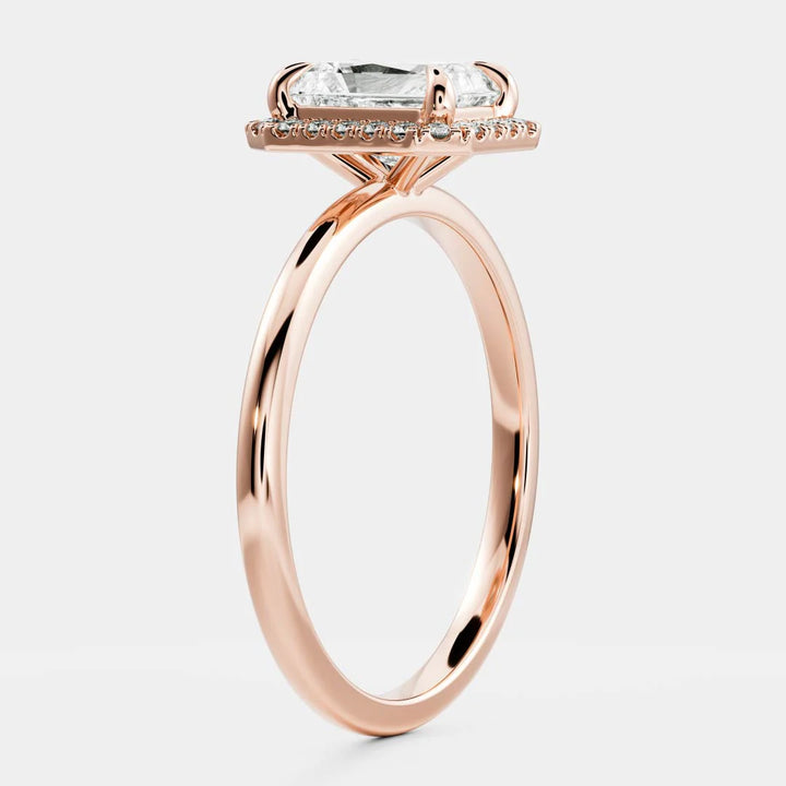 1.0CT Radiant Cut Lab Grown Diamond Halo Solitaire Engagement Ring