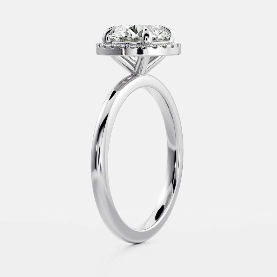 1.0CT Round Cut Lab Grown Diamond Halo Solitaire Engagement Ring