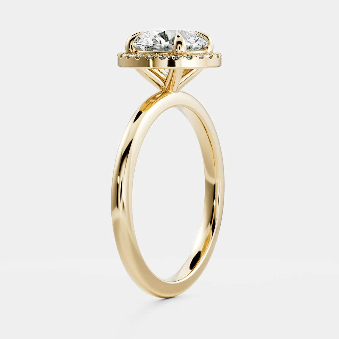 1.0ct Round Cut Halo Solitaire Diamond Engagement Ring