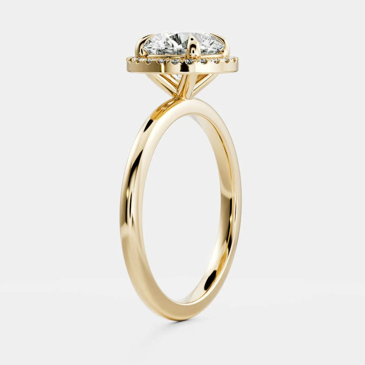 1.0ct Round Cut Halo Solitaire Diamond Engagement Ring