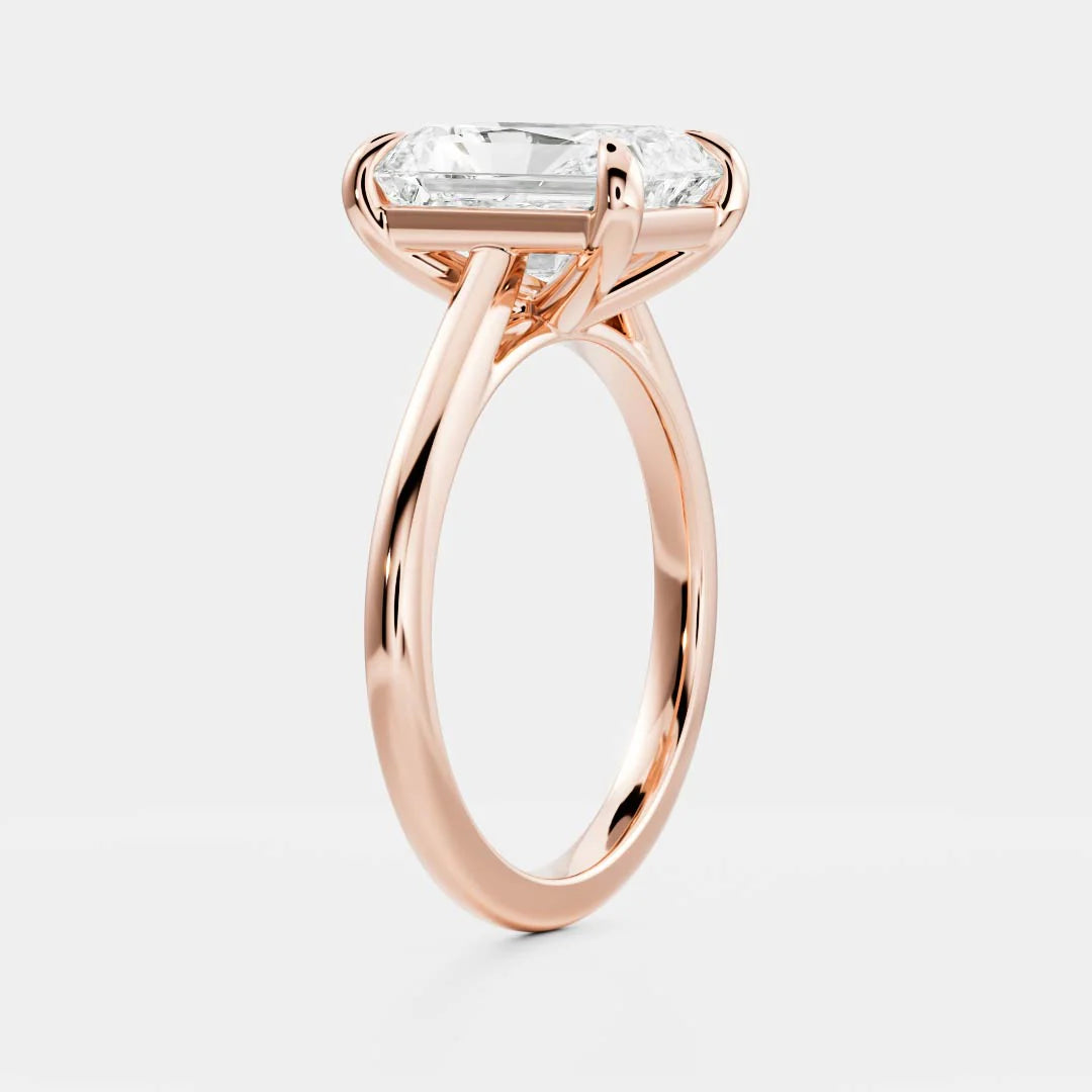 1.0CT Radiant Cut E/VS Lab Grown Diamond Cathedral Engagement Ring