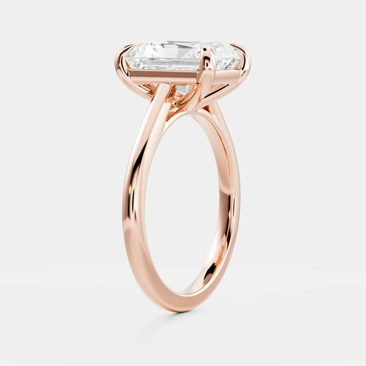 1.0CT Radiant Cut E/VS Lab Grown Diamond Cathedral Engagement Ring