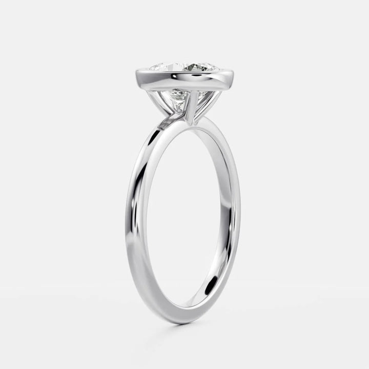 1.0CT Bezel Set Oval Cut E/VS Lab Grown Diamond Solitaire Engagement Ring