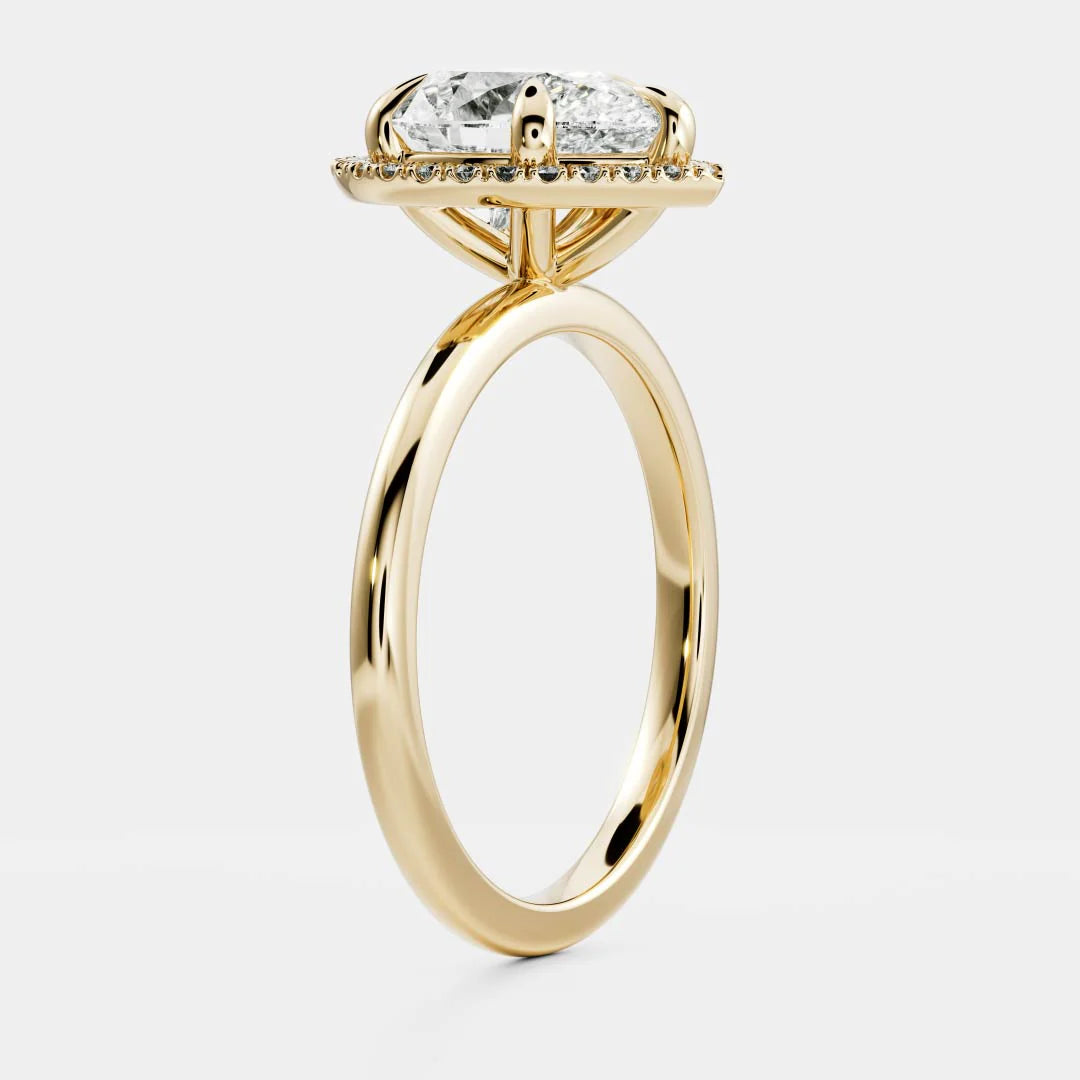 2.0ct Pear Cut Halo Solitaire Diamond Engagement Ring