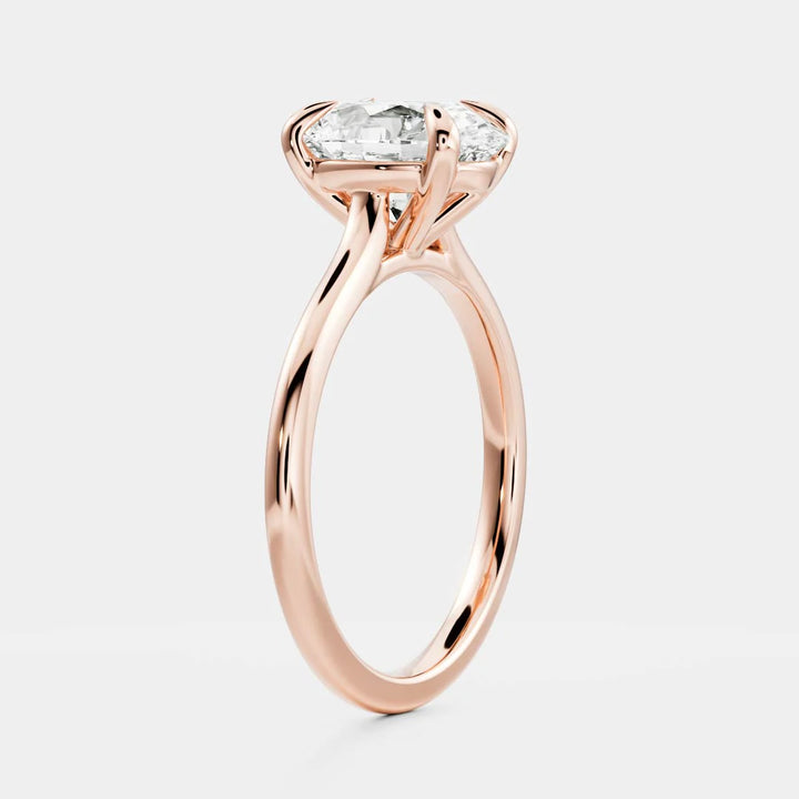 1.0CT Oval Cut E/VS Lab Grown Diamond Cathedral Engagement Ring