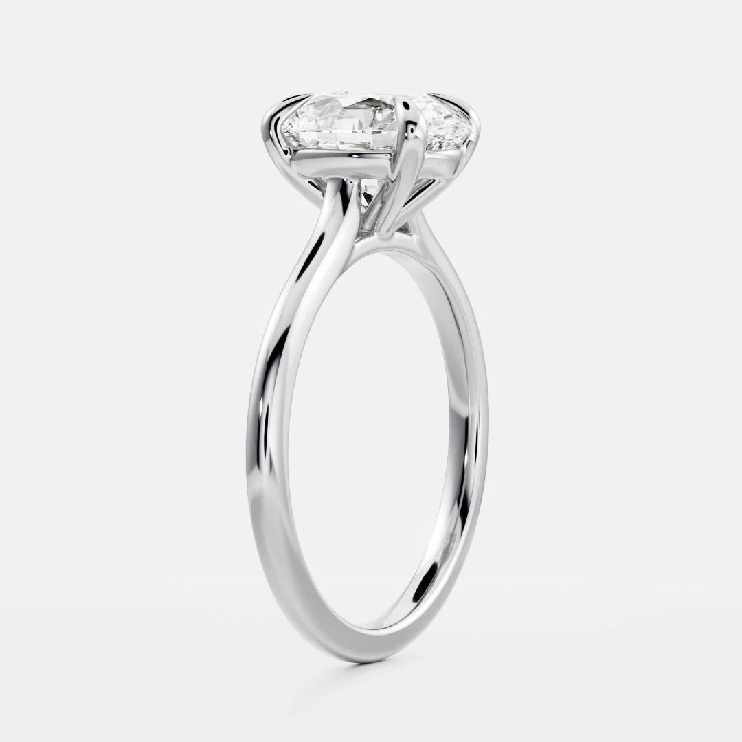 1.0CT Oval Cut E/VS Lab Grown Diamond Cathedral Engagement Ring