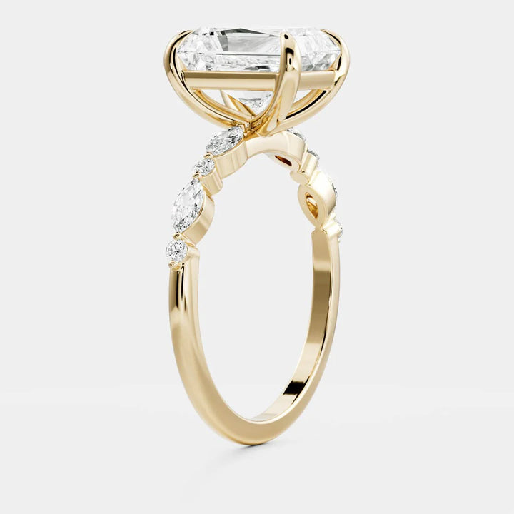 3.5ct Radiant Cut Pave Lab Grown Diamond Engagement Ring