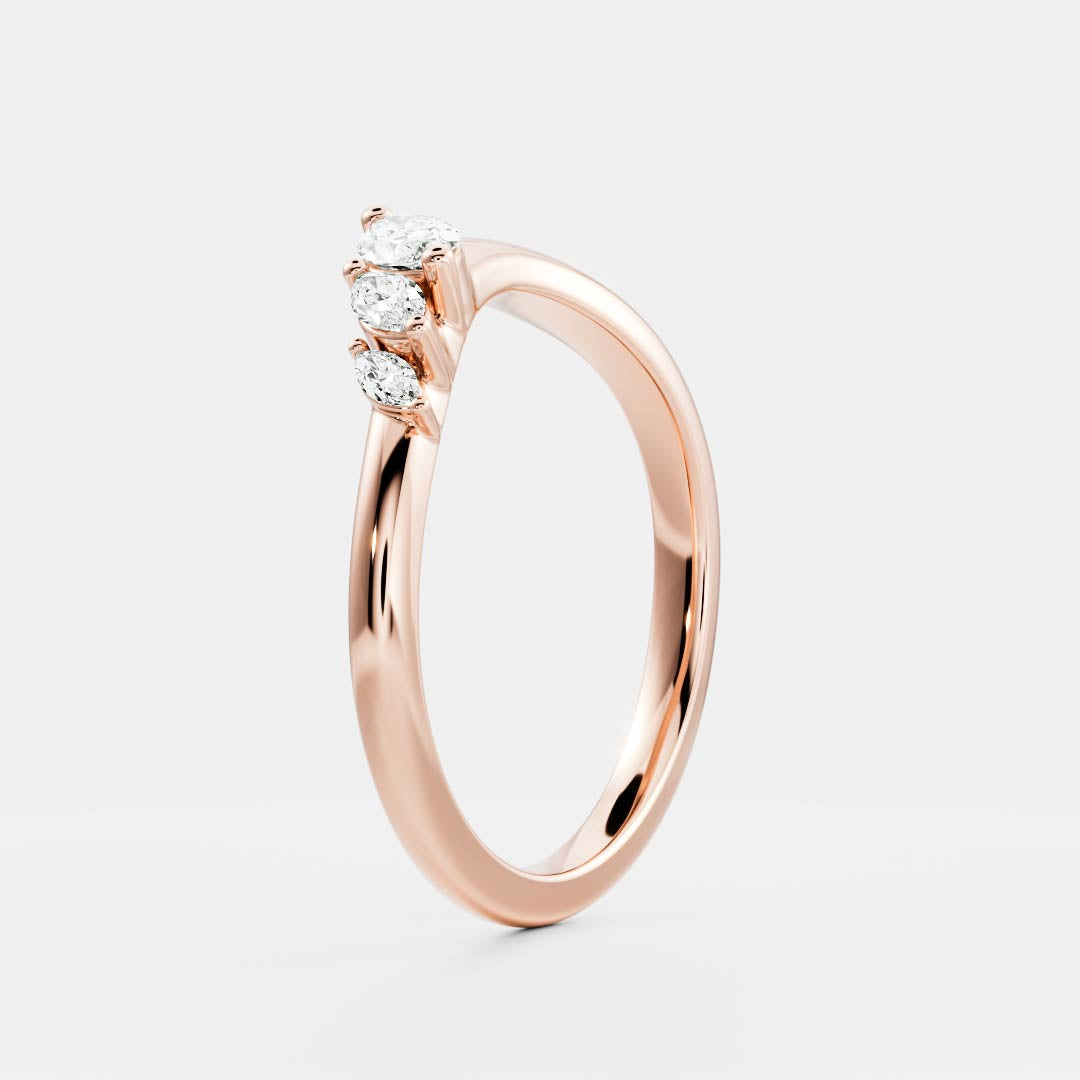 Marquise E/VS Grown Diamond Curved Wedding Band Designs For Women