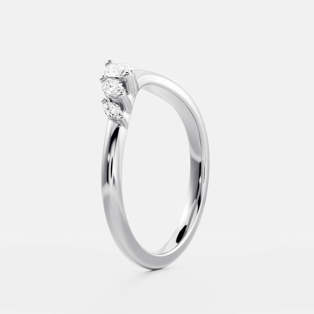 Marquise E/VS Grown Diamond Curved Wedding Band Designs For Women