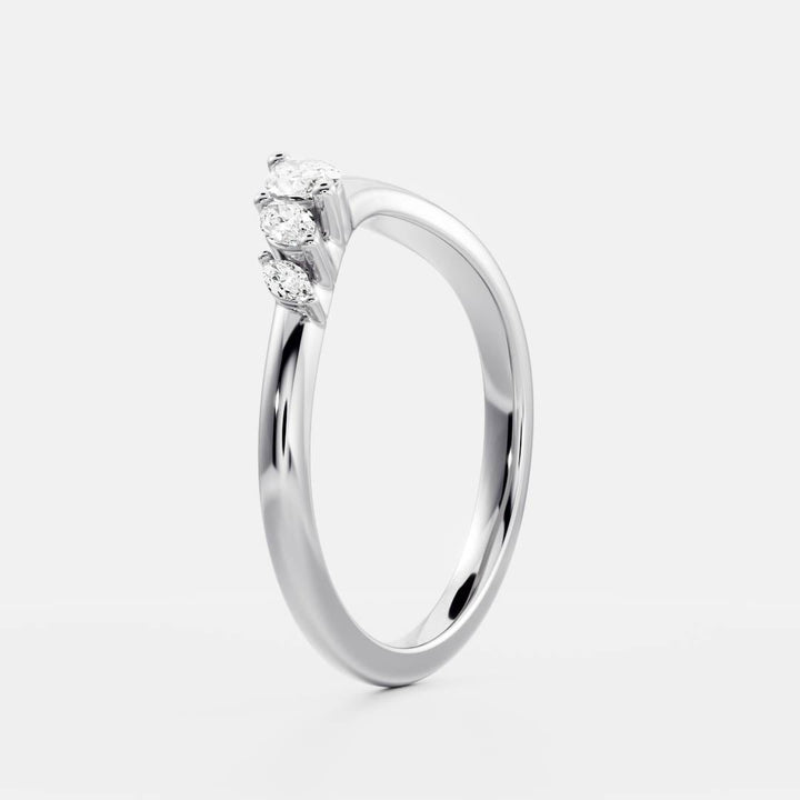 Marquise E/VS Grown Diamond Curved Wedding Band Designs For Women