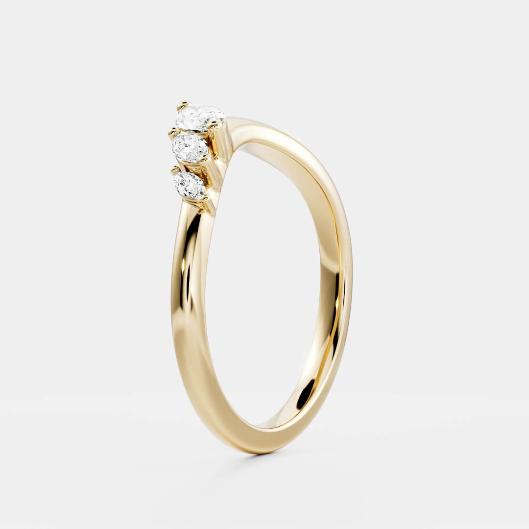 Marquise E/VS Grown Diamond Curved Wedding Band Designs For Women