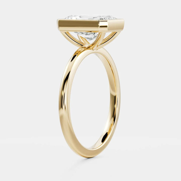 2.0ct Radiant Cut Bezel Solitaire Lab Grown Diamond Engagement Ring