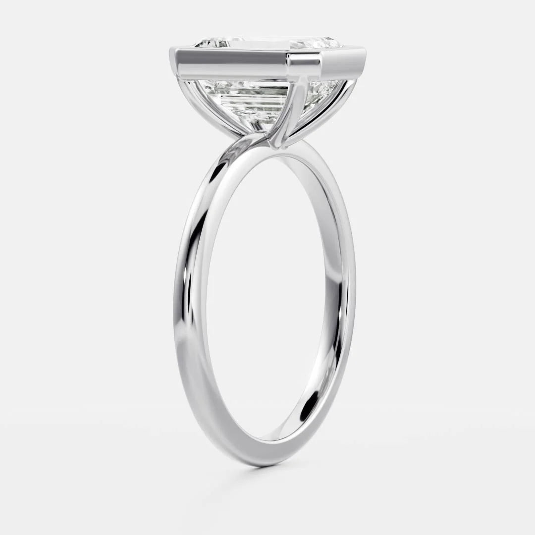 2.0CT Bezel Set Emerald Cut IGI Certified CVD Diamond Engagement Ring