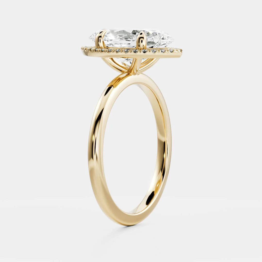 2.0ct Marquise Cut Halo Solitaire Diamond Engagement Ring