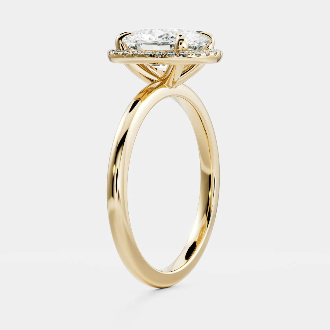 1.50ct Elongated Cushion Cut Halo Solitaire Diamond Engagement Ring
