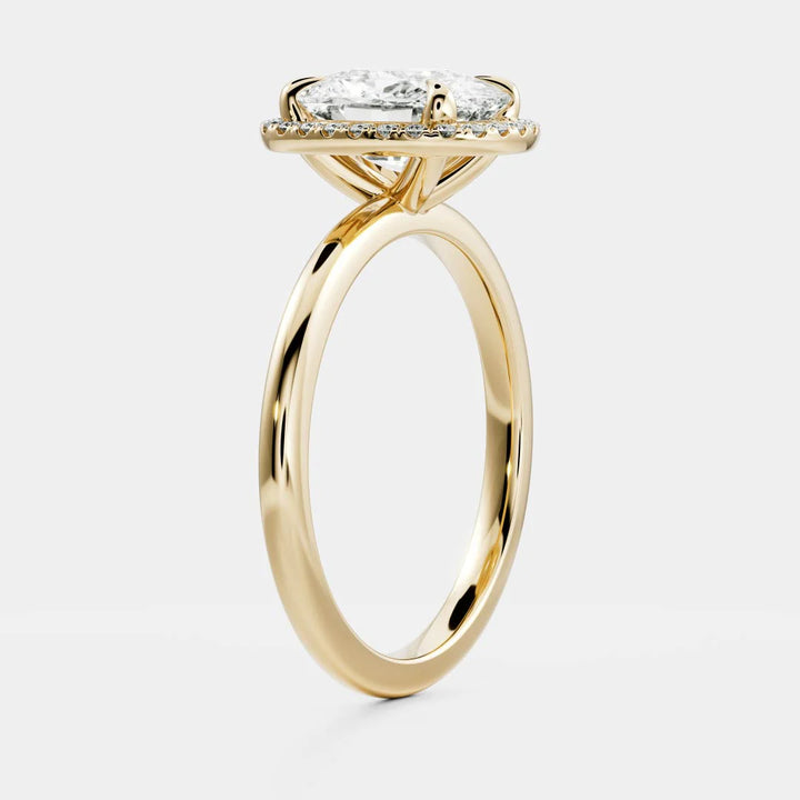 1.50ct Elongated Cushion Cut Halo Solitaire Diamond Engagement Ring