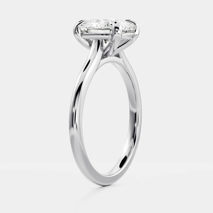 1.0CT Elongated Cushion E/VS Cut Lab Grown Diamond Cathedral Engagement Ring