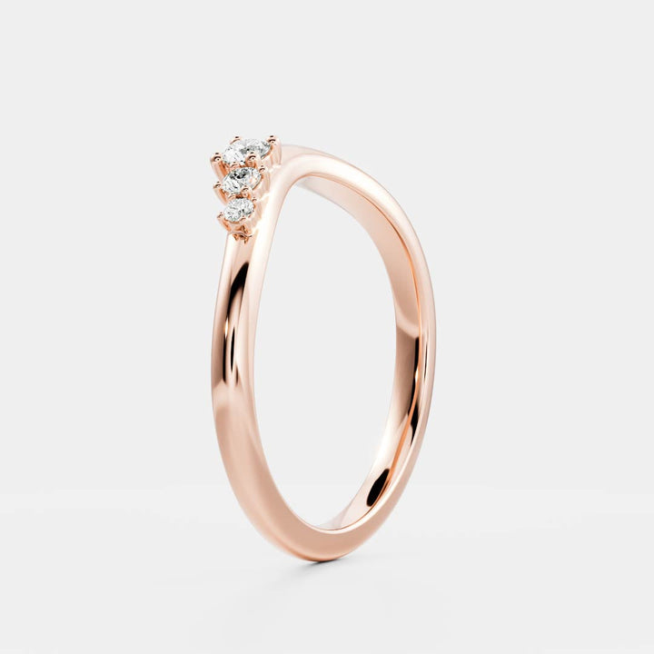 Round Unique Curved E/VS1 Lab Grown Diamond Wedding Band For Women