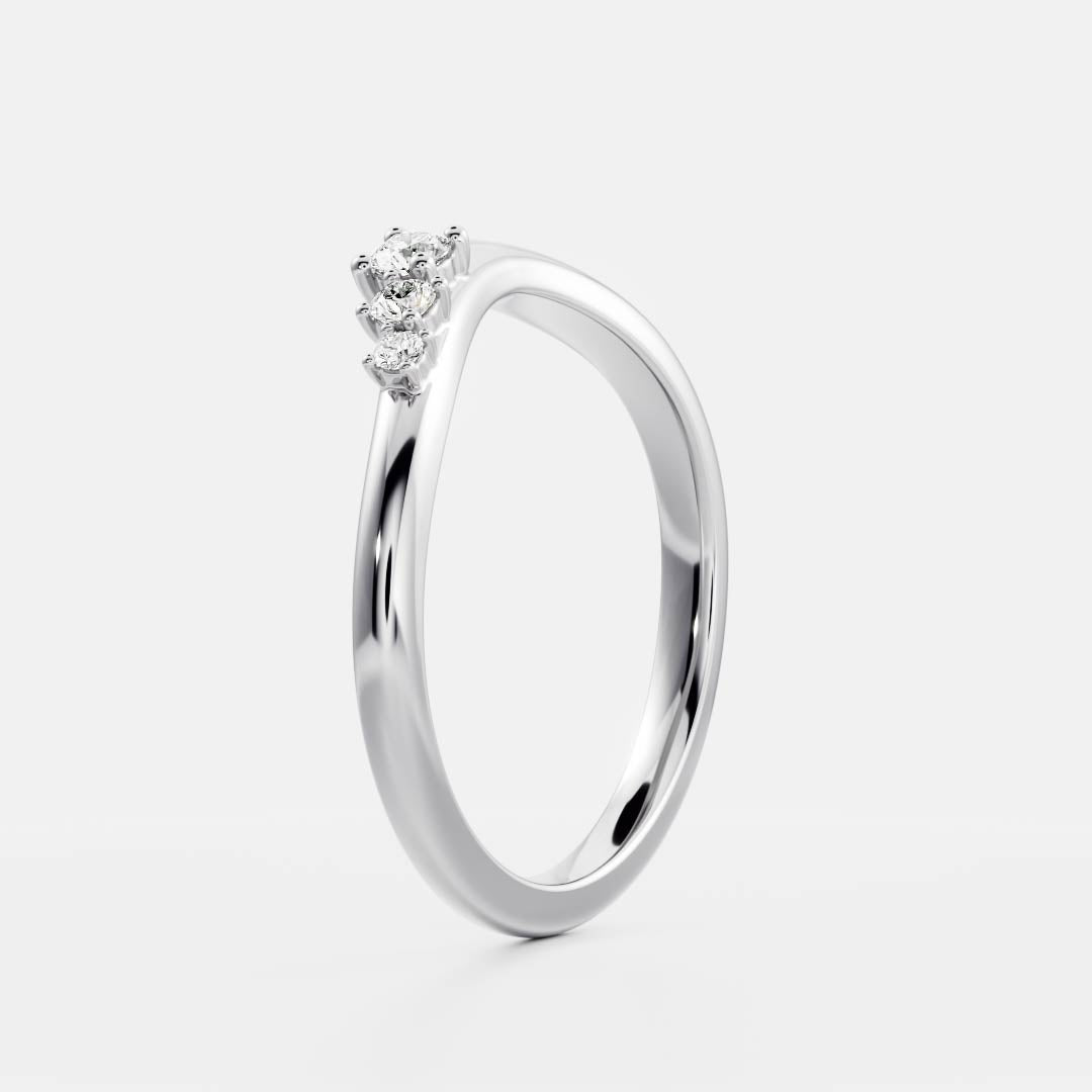 Round Unique Curved E/VS1 Lab Grown Diamond Wedding Band For Women