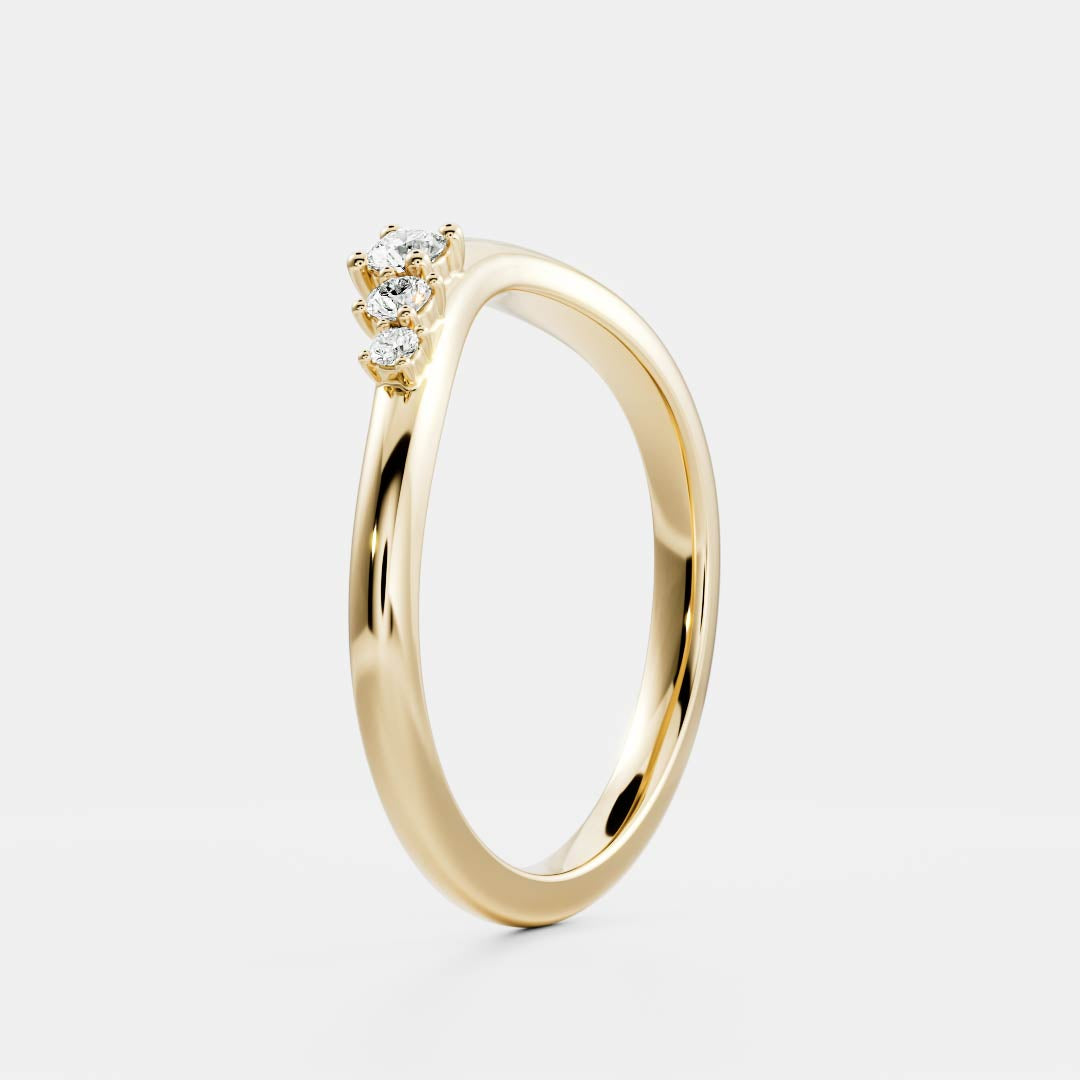 Round Unique Curved E/VS1 Lab Grown Diamond Wedding Band For Women