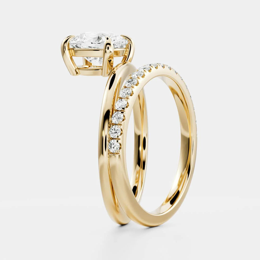 2.0ct Cushion Cut Diamond Double Band Pave Unique Engagement Ring