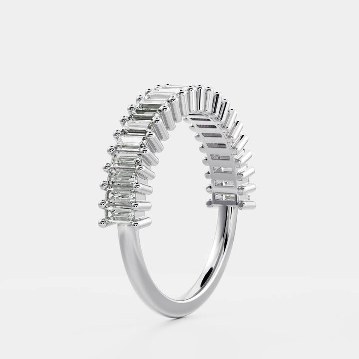 Emerald E/VS1 CVD Diamond Eternity Pave Wedding Band For His And Hers