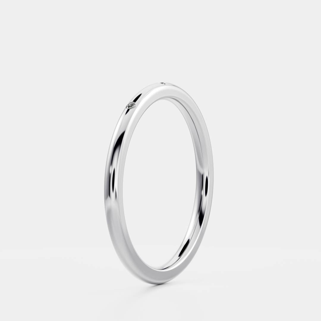Solid Gold Flush Diamond Simple Wedding Band