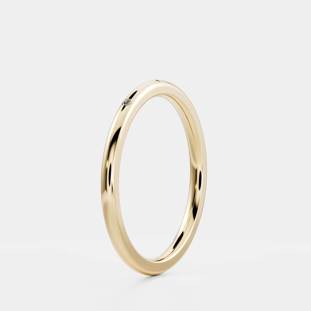 Solid Gold Flush Diamond Simple Wedding Band