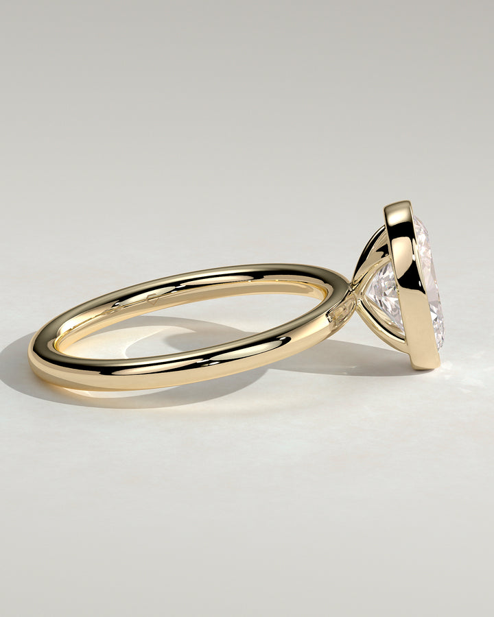 Full bezel oval diamond ring