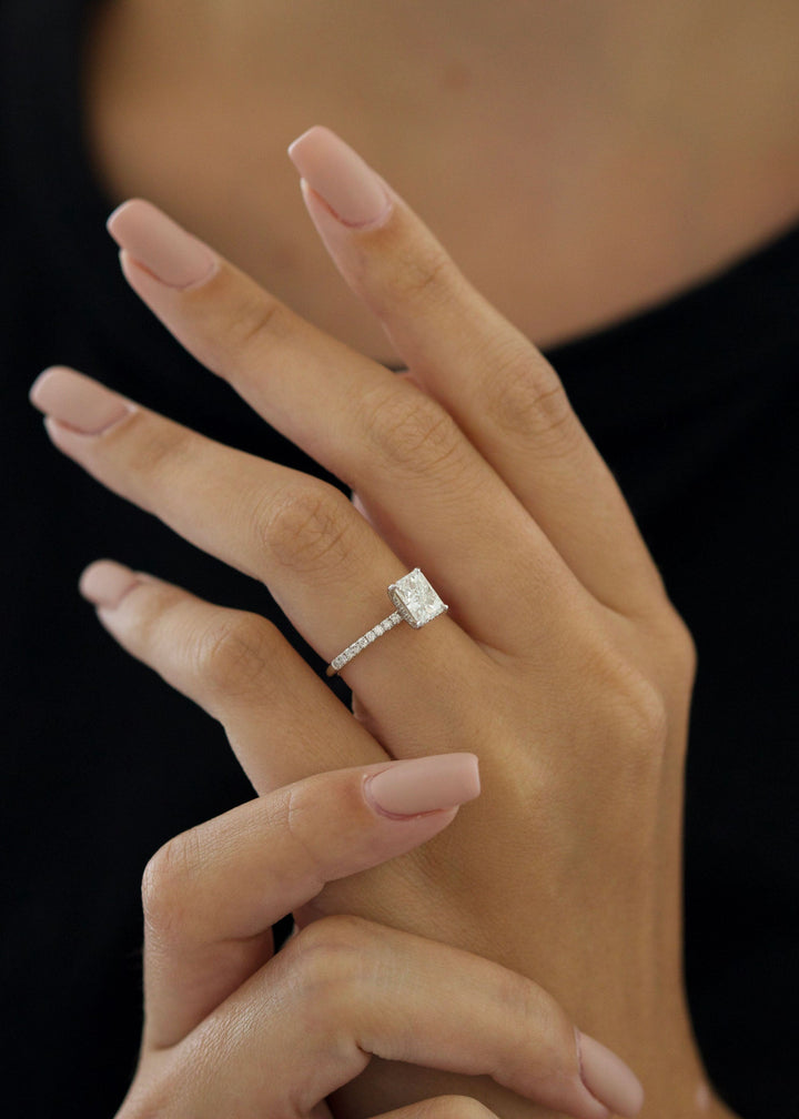 Lab Grown Radiant Diamond Pavé Ring